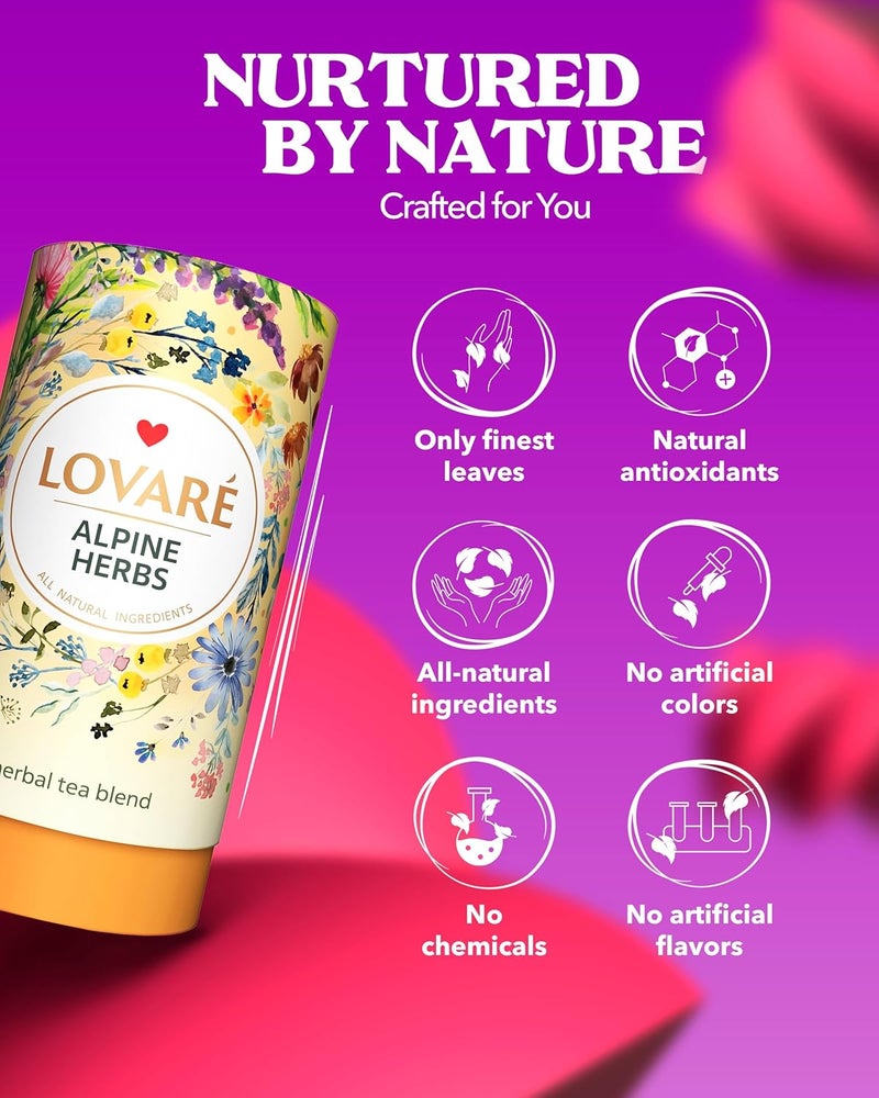 LOVARE شاي الأعشاب الجبلي LOVARE 80 جرام - مزيج شاي أعشاب مع الليمون، البابونج، وأكثر - Image 3